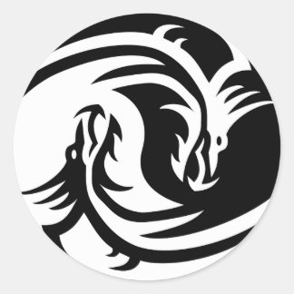 Yin Yang Dragon Runder Aufkleber