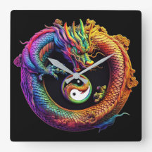 Yin Yang Dragon Wall Clock