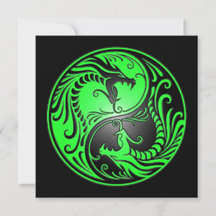 Yin Yang Dragons, grün und schwarz