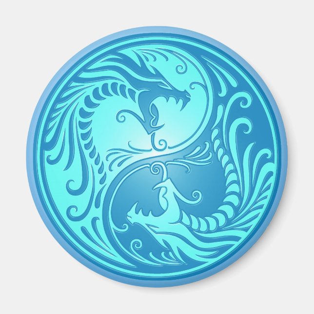 Yin Yang Dragons, hell blau Magnet (Vorne)