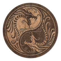 Yin Yang Dragons mit Holzkörneffekt