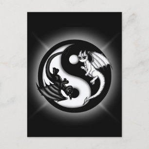 Yin Yang Dragons Postkarte