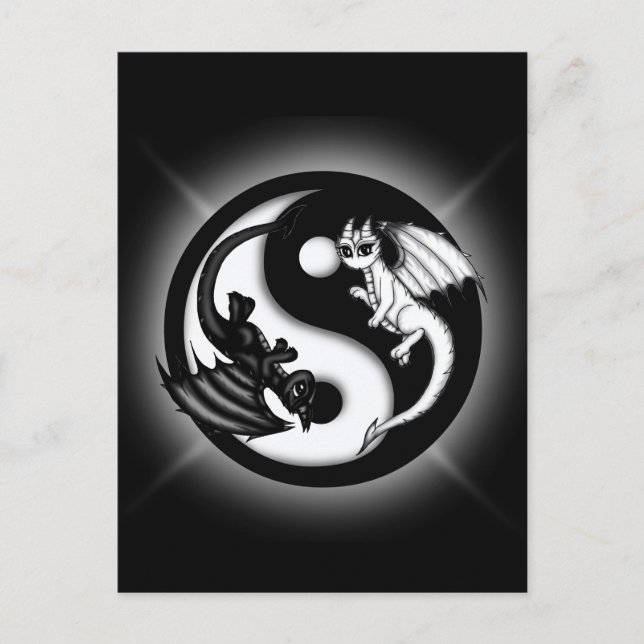Yin Yang Dragons Postkarte (Vorderseite)