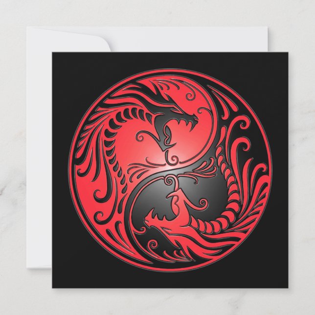 Yin Yang Dragons, rot und schwarz (Vorderseite)