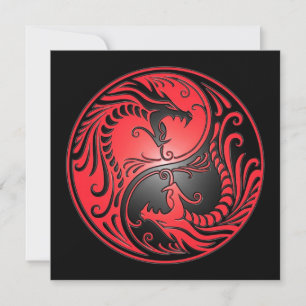 Yin Yang Dragons, rot und schwarz