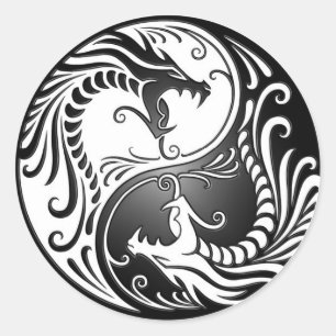 Yin Yang Dragons Runder Aufkleber