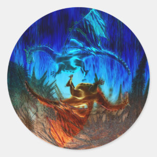 Yin Yang Dragons Runder Aufkleber