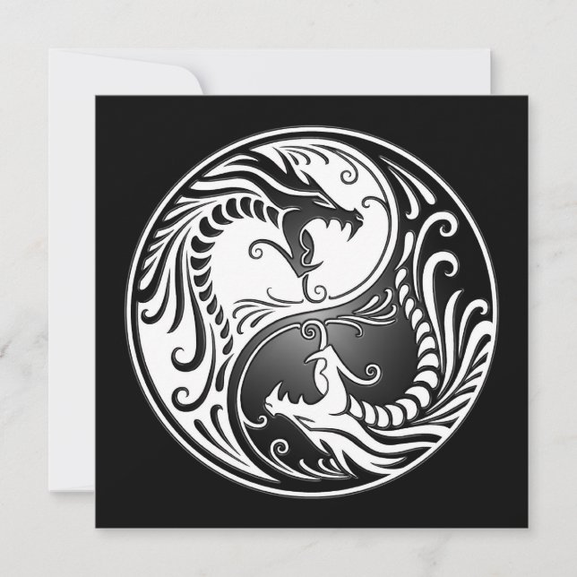 Yin Yang Dragons, weiß und schwarz (Vorderseite)