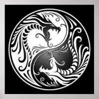 Yin Yang Dragons, weiß und schwarz