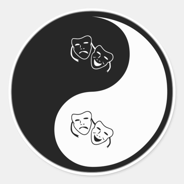 Yin Yang Drama Runder Aufkleber (Vorderseite)