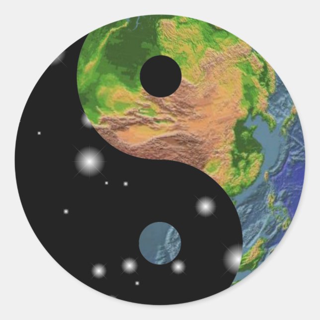 Yin Yang Earth Runder Aufkleber (Vorderseite)