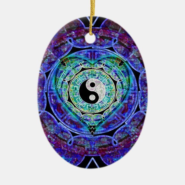 Yin Yang Energie-Fluss Keramikornament (Vorne)