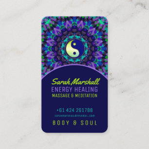 Yin Yang Energy Healing Lila Blue Bright Green Visitenkarte