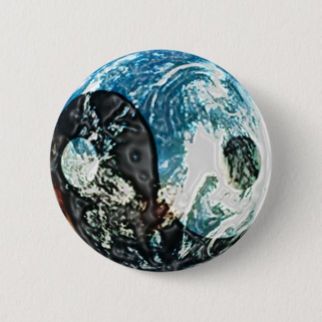 Yin Yang Erdknopf Button (Vorderseite)