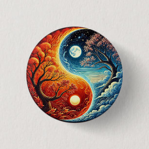 ☯️ Yin Yang Feuer Wasser Balance Mystisches Symbol Button