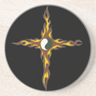 Yin Yang Fire Cross Untersetzer