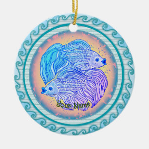 Yin Yang Fisch  Keramik Ornament