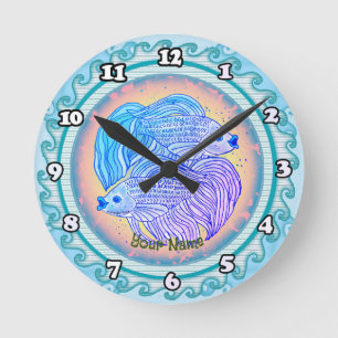 Yin Yang Fisch Runde Wanduhr