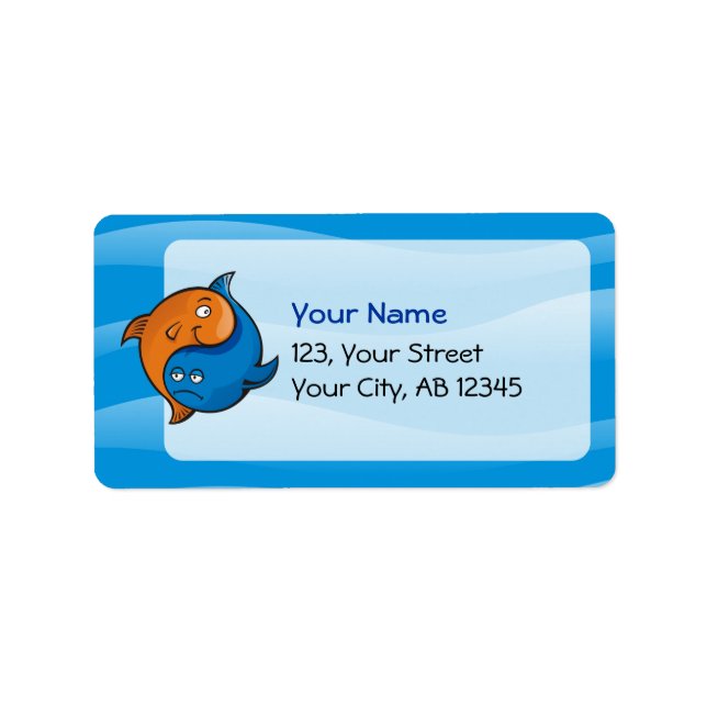 Yin Yang Fish Cartoon Adressaufkleber (Vorne)