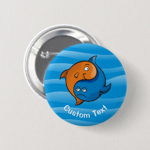 Yin Yang Fish Cartoon Button