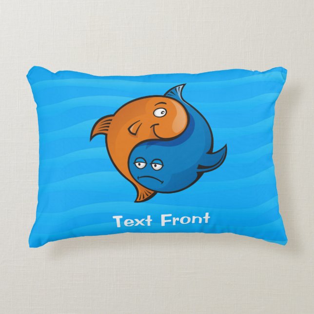 Yin Yang Fish Cartoon Dekokissen (Vorderseite)