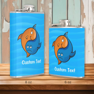 Yin Yang Fish Cartoon Flachmann