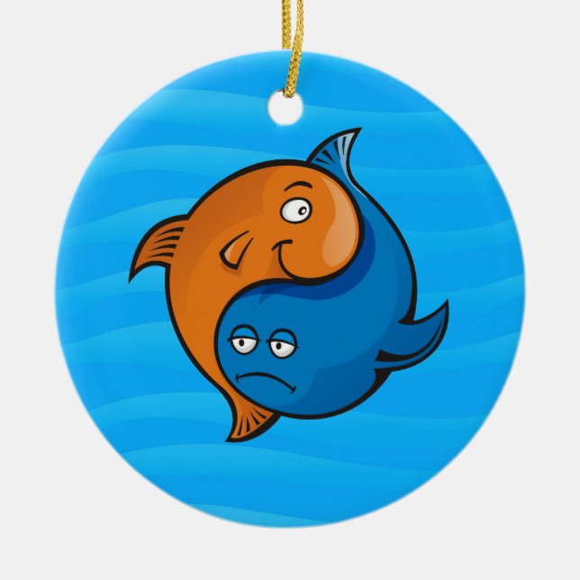 Yin Yang Fish Cartoon Keramik Ornament (Vorne)