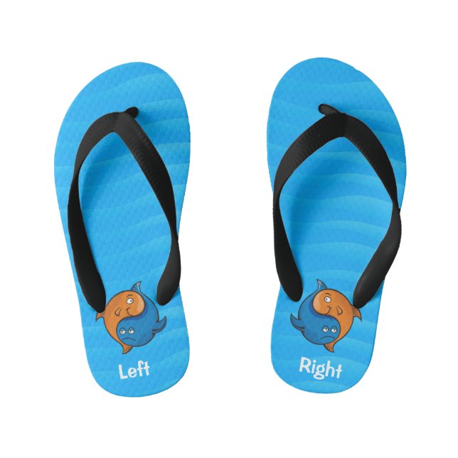 Yin Yang Fish Cartoon Kid's Flip Flops (Fußbett)