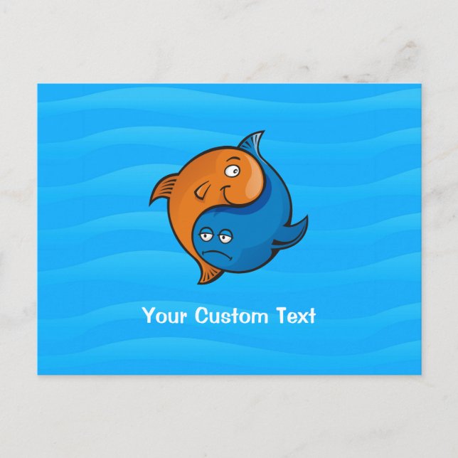 Yin Yang Fish Cartoon Postkarte (Vorderseite)