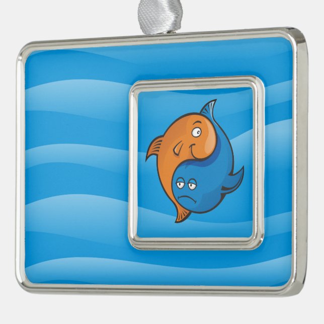 Yin Yang Fish Cartoon Rahmen-Ornament Silber (Links)