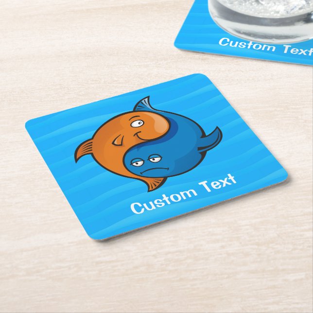 Yin Yang Fish Cartoon Rechteckiger Pappuntersetzer (angewinkelt)