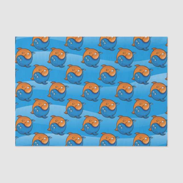 Yin Yang Fish Cartoon Seidenpapier (Vorderseite)