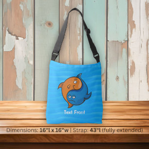 Yin Yang Fish Cartoon Tragetaschen Mit Langen Trägern