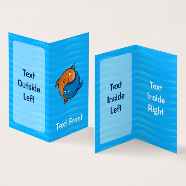 Yin Yang Fish Cartoon Vertikal Visitenkarten (Innenseite und Außenseite)