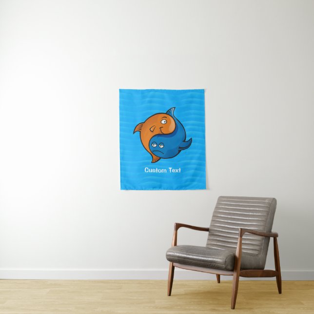 Yin Yang Fish Cartoon Wandteppich (Beispiel)