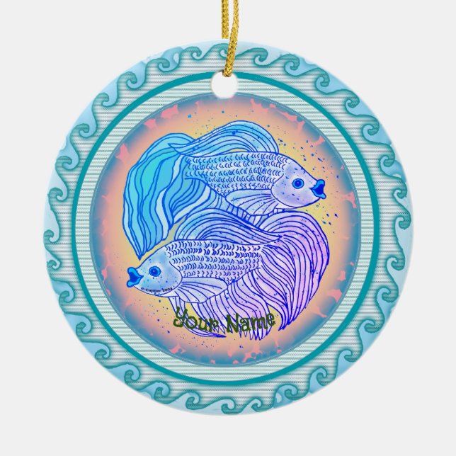 Yin Yang Fish  Keramik Ornament (Vorne)