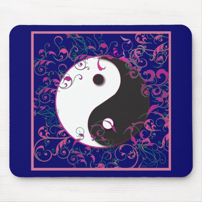 Yin & Yang Floral Design Mousepad (Vorne)