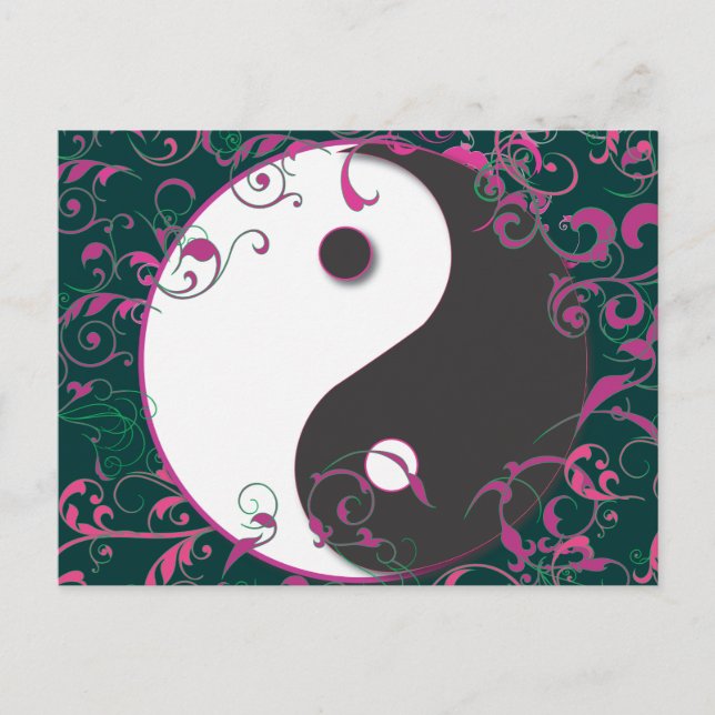 Yin & Yang Floral Design Postkarte (Vorderseite)