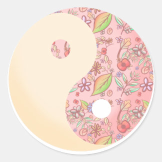 Yin Yang Floral Runder Aufkleber
