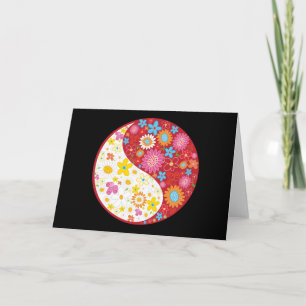 Yin Yang Flowers Greeting Card Karte