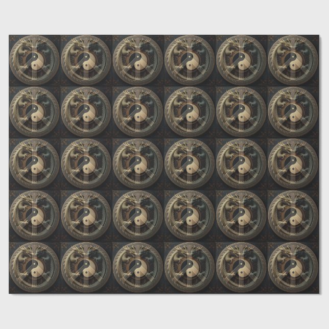 Yin Yang Friedenszeichen  Geschenkpapier (Flach)