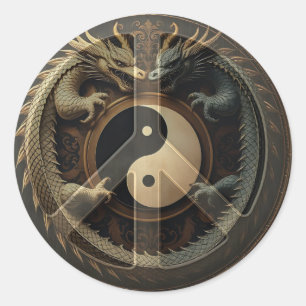 Yin Yang Friedenszeichen Runder Aufkleber