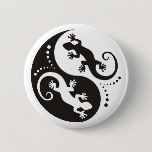 YIN & YANG Geckos schwarz + dein Hintergrund & Ide Button