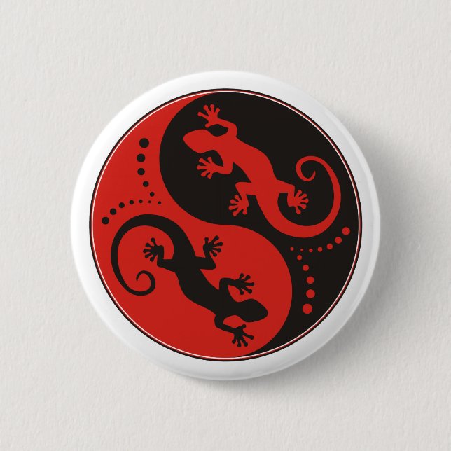 YIN & YANG Geckos schwarz + Ihr Hintergrund & Ihre Button (Vorderseite)