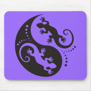 YIN & YANG Geckos schwarz + Ihr Hintergrund & Ihre Mousepad