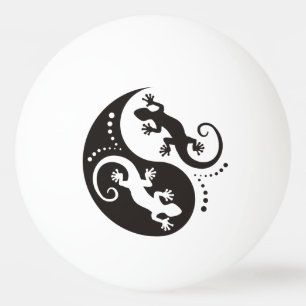 YIN & YANG Geckos schwarz + Ihr Hintergrund & Ihre Tischtennisball
