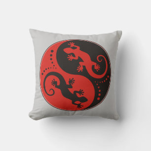 YIN & YANG Geckos schwarz rot + Ihre Hintergrundid Kissen