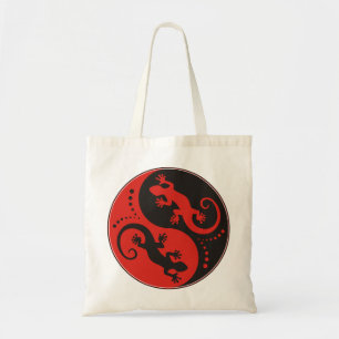 YIN & YANG Geckos schwarz rot + Ihre Hintergrundid Tragetasche