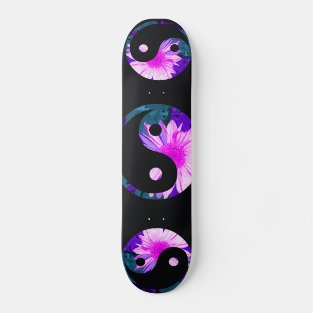 yin Yang gemalte Regenbogensonnenblume Skateboard (Vorderseite)