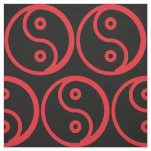 Yin Yang Gewebe - Schwarzes, rot Stoff